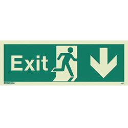 Photoluminescent Exit Sign Exit Arrow Down HxW 200X450mm on Productcaster.