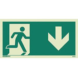 Photoluminescent Safety Way Guidance Sign Arrow Down HxW 150X300mm on Productcaster.