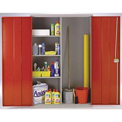 Large Utility Cupboard Red and Grey H1828xW1220xD457mm on Productcaster.