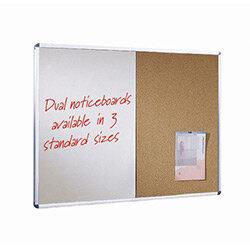 Wall Mounted Aluminium Frame Combination Cork Noticeboard And Whiteboard Unit 1200X900mm on Productcaster.