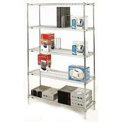 Olympic Chrome Wire Shelving System 1895mm High Starter Unit WxD 914x457mm 5 Shelves & 4 Posts 350kg Shelf Capacity on Productcaster.