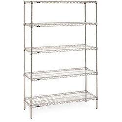 Olympic Chrome Wire Shelving System 1895mm High Starter Unit WxD 1219x356mm 5 Shelves & 4 Posts 350kg Shelf Capacity on Productcaster.