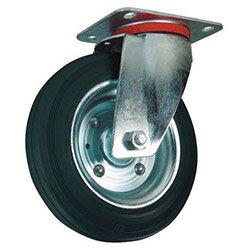 Pressed Steel Centre, Rubber Tyred Wheel, Plate Fixing - Swivel Wheel Diameter 80mm Load Capacity 50kg on Productcaster.