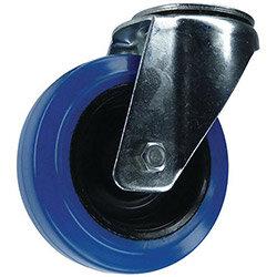 Blue Rubber Tyred Wheel, Single Hole Fixing Load Capacity 120kg Wheel Diameter 100mm on Productcaster.