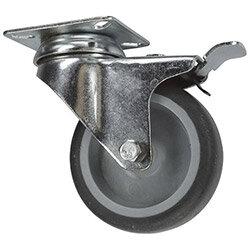 Grey Thermoplastic Tyred Wheel, Plate Fixing - Swivel With Total-Stop Brake Load Capacity 50kg on Productcaster.