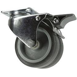 Twin Grey Thermoplastic Tyred Wheels, Plate Fixing Load Capacity 60kg on Productcaster.