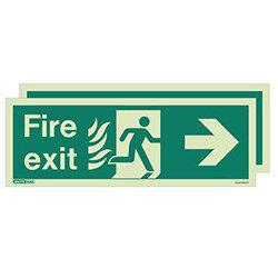 Double Sided Nhs Htm 65 Exit Sign Fire Exit Arrow Right HxW 150x400mm , HuntOffice.ie on Productcaster.