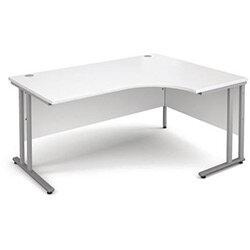 Silver Frame 1600mm Right Hand Ergonomic Desk White , HuntOffice.ie on Productcaster.