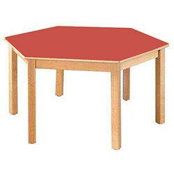 Hexagonal 120cm Diameter Preschool Table Beech Red 46cm High TC114602 on Productcaster.