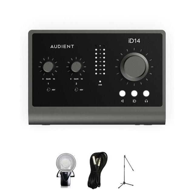 Audient ID14 MKII USB Audio Interface with Aston Element, Cable and Stand on Productcaster.