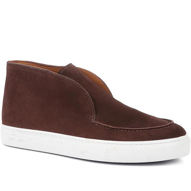 Jones Bootmaker - Men's Sedgefield Suede Slip-On Trainers - Dark Brown - Size 8 on Productcaster.