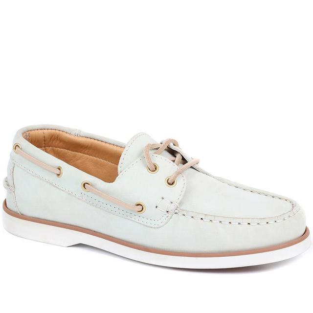 Jones Bootmaker - Women's Patrizia Leather Boat Shoes - Mint - Size 6 on Productcaster.