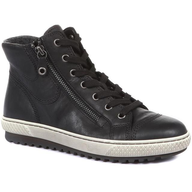 Gabor - Women's Bulner High Top Leather Trainers - Black Leather - Size 8 on Productcaster.