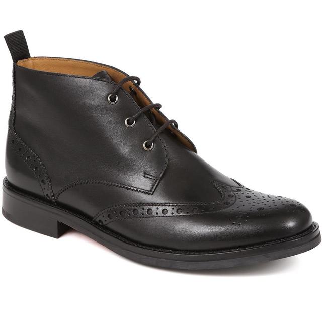 Jones Bootmaker - Men's Eastburn Brogue Detailed Desert Boots - Black - Size 9 on Productcaster.