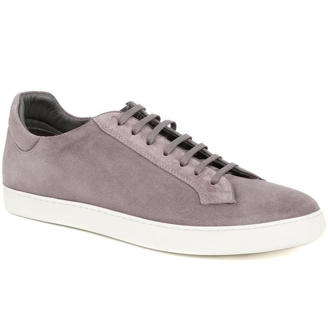 Jones Bootmaker - Men's Simon Suede Trainers - Grey Suede - Size 7 on Productcaster.