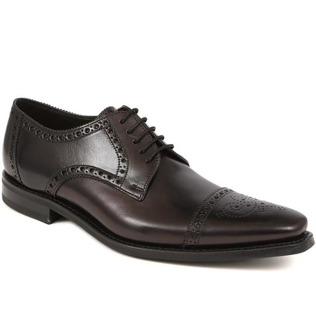 Loake - Men's Foley Calf Leather Derby Brogue - Black - Size 8.5 on Productcaster.