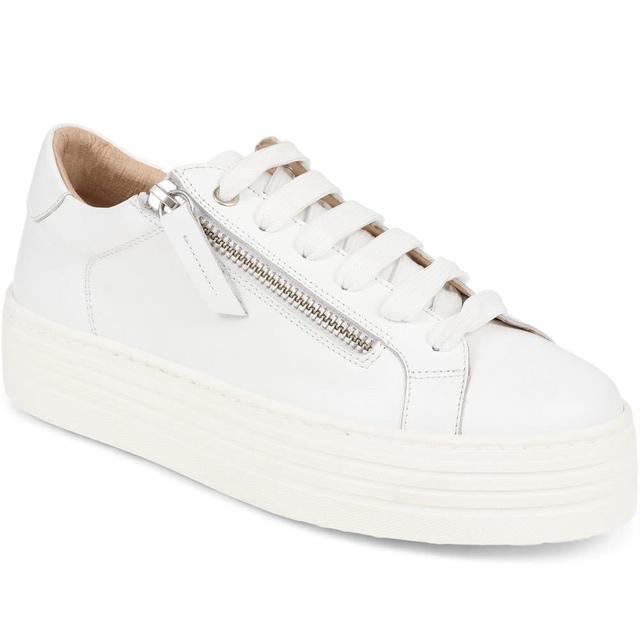 Jones Bootmaker - Women's Amaliada Leather Platform Trainers - White - Size 3 on Productcaster.