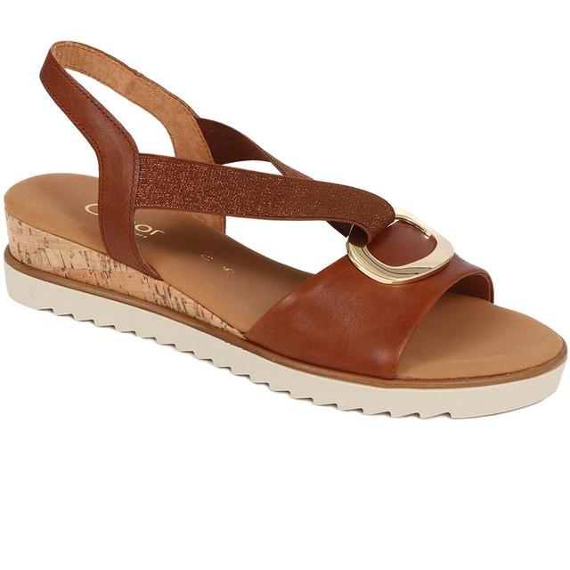 Gabor - Women's Chunky Leather Sandals - Tan - Size 5.5 on Productcaster.