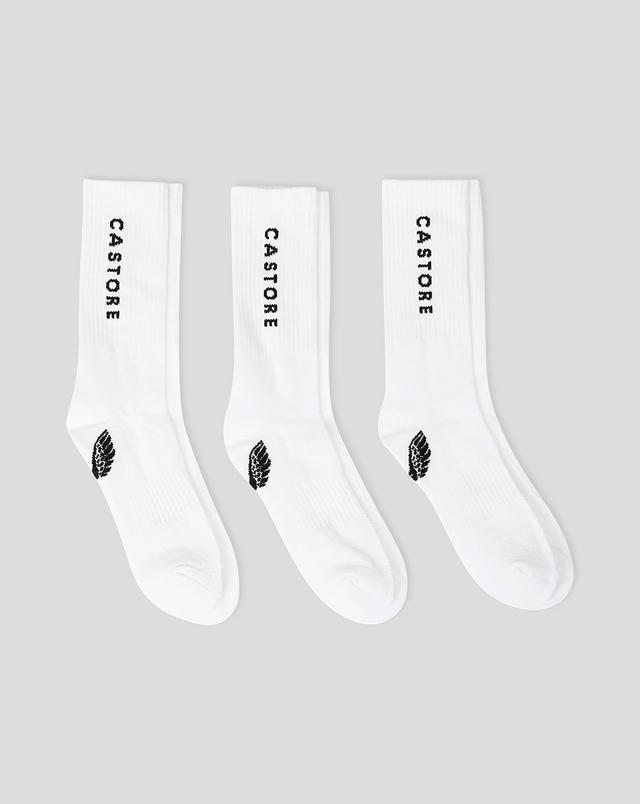 Cushioned Crew Socks 3 Pack - White on Productcaster.