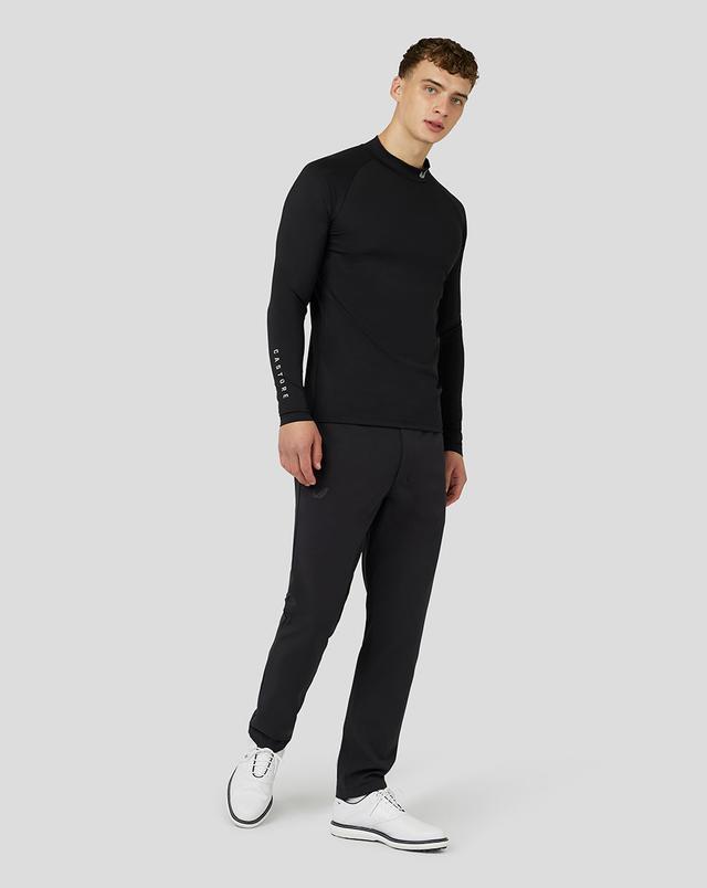 Men's Golf Long Sleeve Mock Neck Base Layer - Black on Productcaster.