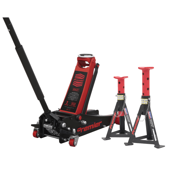 SEALEY - 3040ARCOMBO Trolley Jack 3t & Axle Stands (Pair) 3t per Stand Combo on Productcaster.