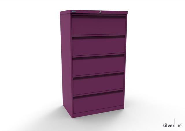 Silverline Media Card Index Filing Cabinet 3 rows of A5 cards 6900 per drawer 5 drawer x A5 1320mmH x 760mmW x 460mmD CIUR55 on Productcaster.