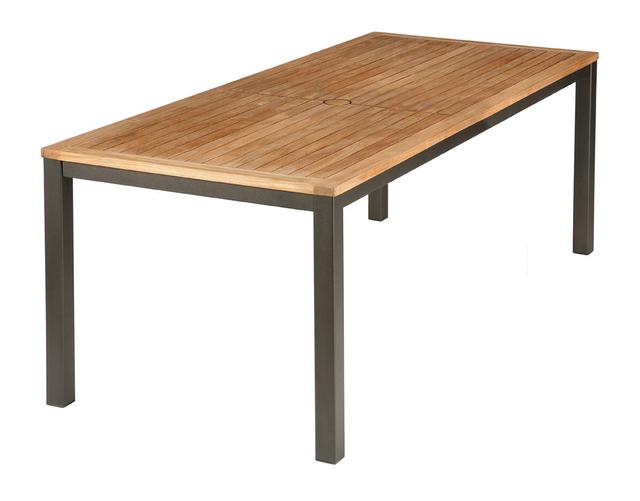 Barlow Tyrie Aura 200cm Dining Table Graphite Frame Teak Top - Graphite on Productcaster.