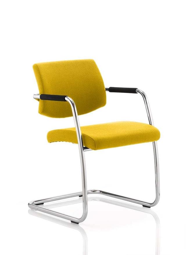 Havanna Medium Back Cantilever Visitor Chair with Arms - Bespoke Senna Yellow on Productcaster.