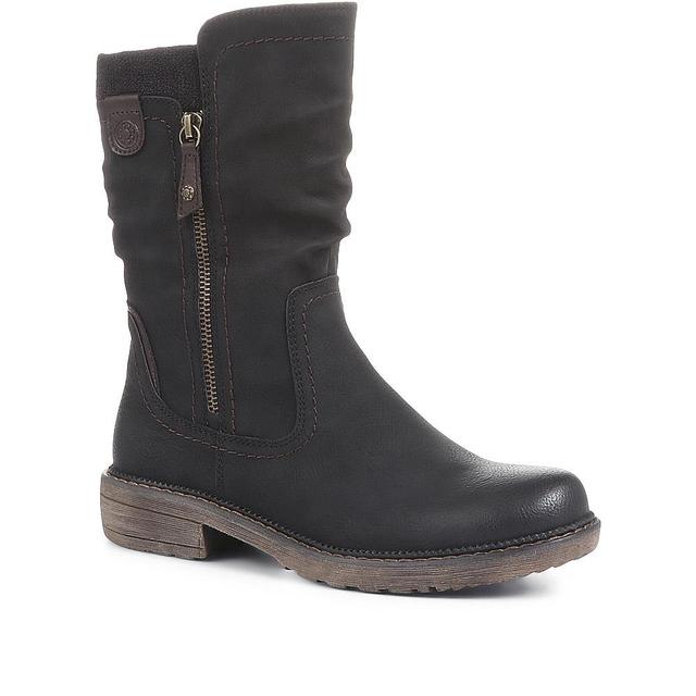 Relife by Pavers - Women's Ruched Calf Boots - Black - Size 4 on Productcaster.