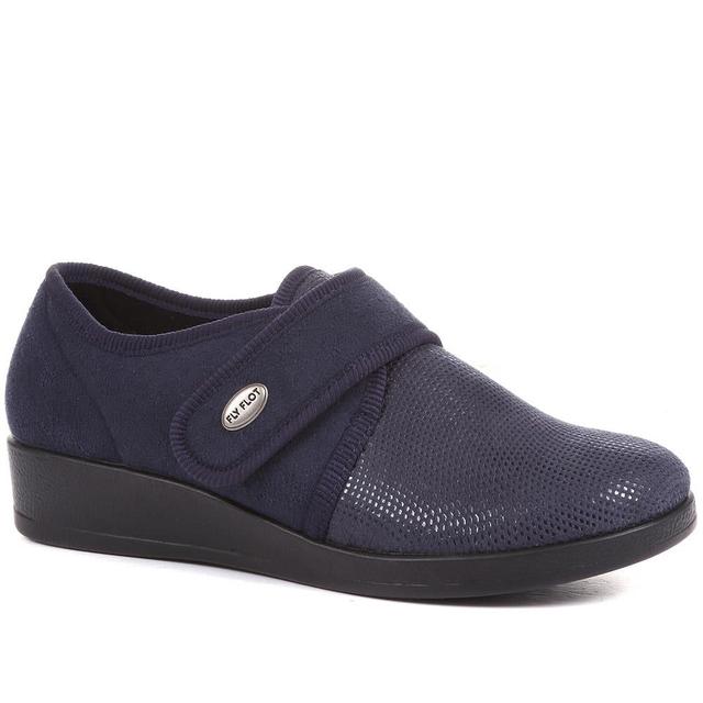 Fly Flot - Women's Wide Fit Slippers - Navy - Size 3 on Productcaster.