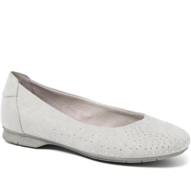 Pavers - Women's Embellished Ballet Pumps - Light Grey - Size 6 on Productcaster.