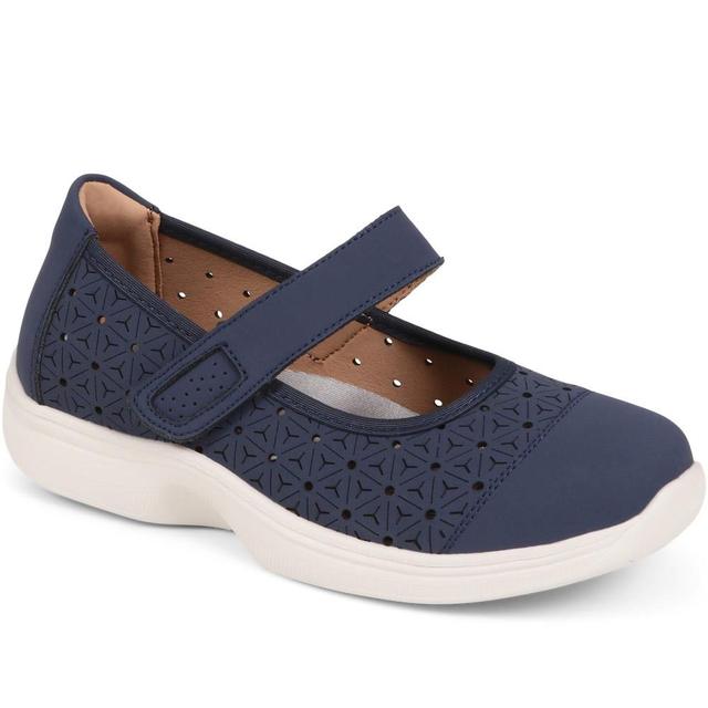 EasyFit - Women's Extra Wide Mary Janes - Navy - Size 3 on Productcaster.