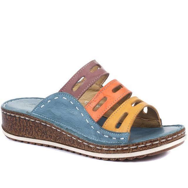 Pavers - Women's Lightweight Leather Mule - Blue Multi - Size 6 on Productcaster.