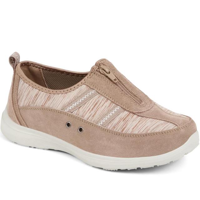 EasyFit - Women's Extra Wide Fit Memory Foam Trainers - Taupe Multi - Size 7 on Productcaster.