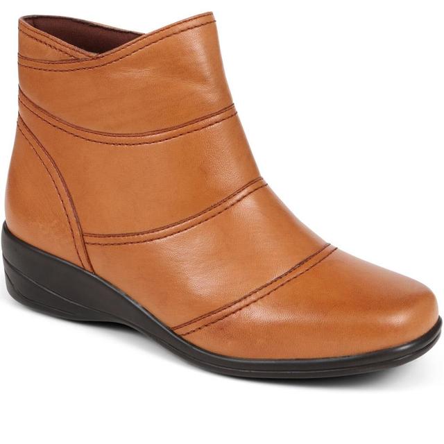 Pavers - Women's Leather Wedge Ankle Boots - Tan - Size 4 on Productcaster.