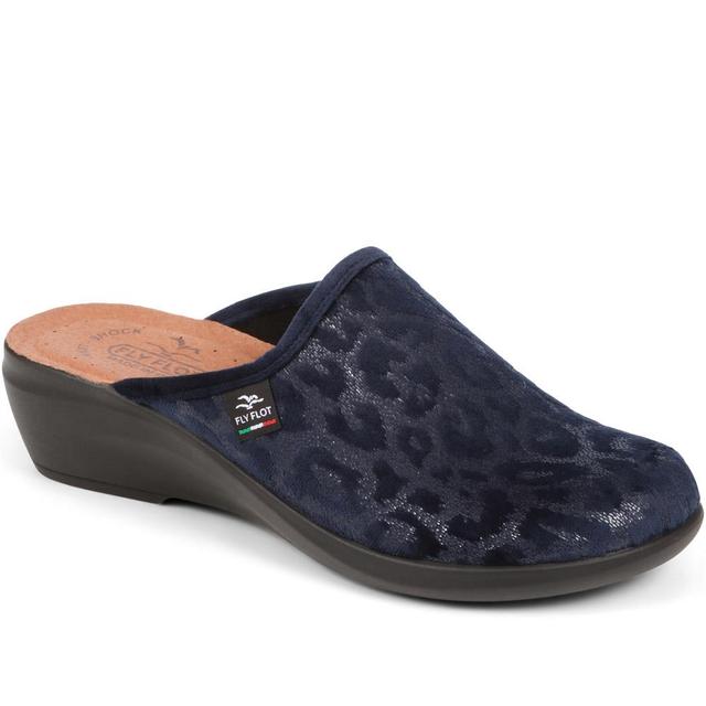 Fly Flot - Women's Wedge Slippers - Navy - Size 8 on Productcaster.