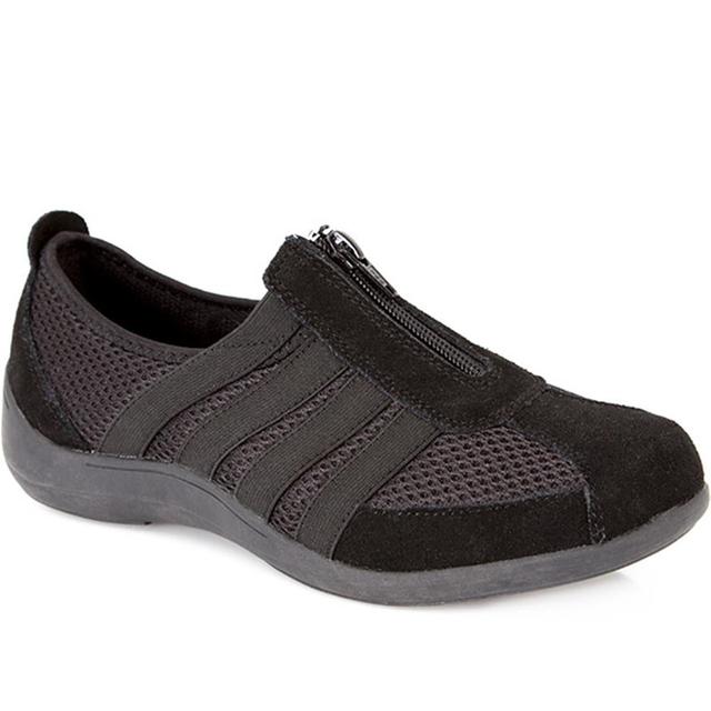 Pavers - Women's Casual Zip Up Trainers - Black - Size 5 on Productcaster.