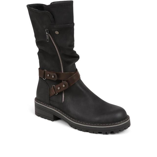 Pavers - Women's Zip Up Calf Boots - Black - Size 3 on Productcaster.