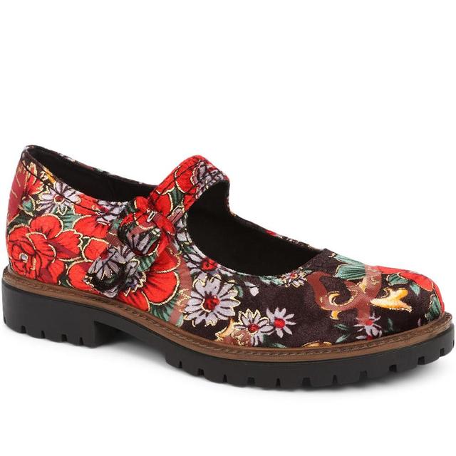 Pavers - Women's Mary Janes - Black Floral - Size 3 on Productcaster.