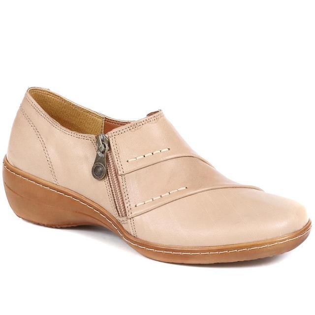 Loretta - Women's Handmade Leather Shoes - Beige - Size 4 on Productcaster.