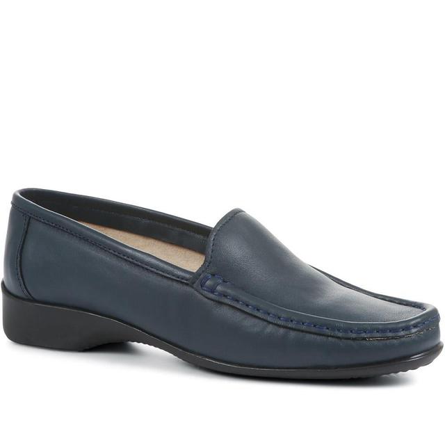 Pavers - Women's Wide Fit Leather Loafers - Navy - Size 3 on Productcaster.