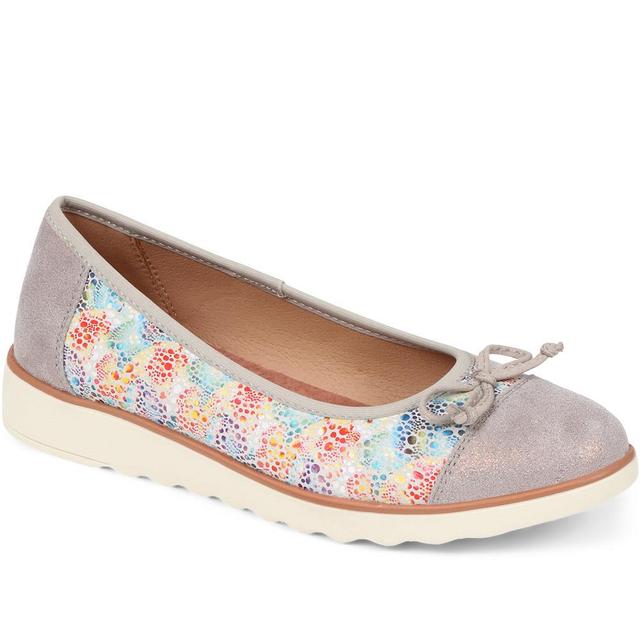 Pavers - Women's Lightweight Ballet Pumps - Grey Floral - Size 4 on Productcaster.