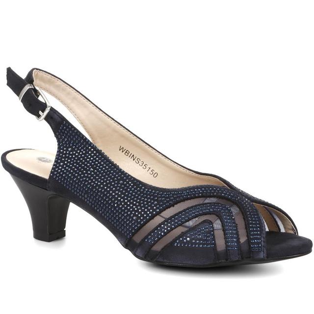 Pavers - Women's Sling-Back Evening Heels - Navy - Size 5 on Productcaster.