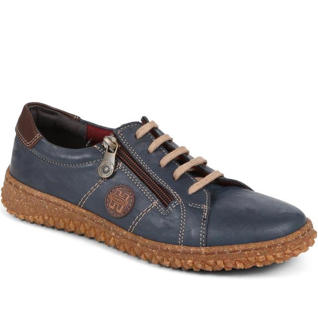 Loretta - Women's Loretta Leather Trainers - Navy - Size 4 on Productcaster.