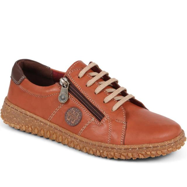 Loretta - Women's Loretta Leather Trainers - Tan - Size 7 on Productcaster.