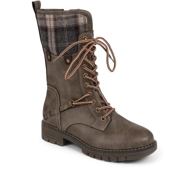 Pavers - Women's Tartan Accent Calf Boots - Grey - Size 6 on Productcaster.