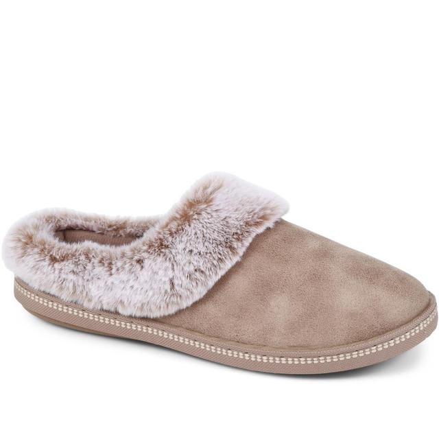 Skechers - Women's Faux Fur Lined Slippers - Taupe - Size 5 on Productcaster.