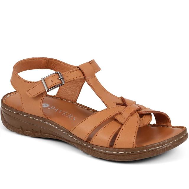 Pavers - Women's Ankle Strap Wedge Sandals - Tan - Size 6 on Productcaster.