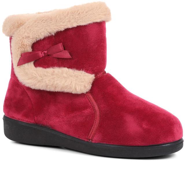 Pavers - Women's Wide Fit Women's Slipper Boots - Burgundy - Size 5 on Productcaster.