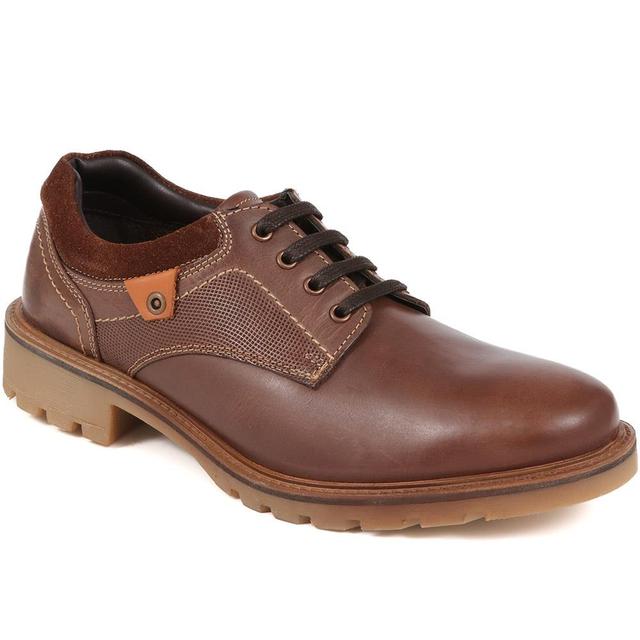 Pavers - Men's Leather Lace-Up Shoes - Red-Brown - Size 12 on Productcaster.